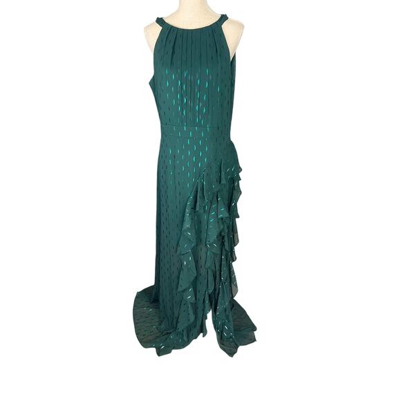 Betsy & Adam Clip-Dot Tiered Ruffled formal Gown in Green size 14 NWT Elegant - Picture 4 of 13